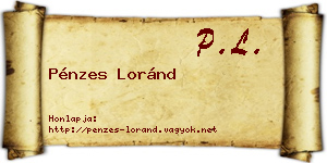 Pénzes Loránd névjegykártya